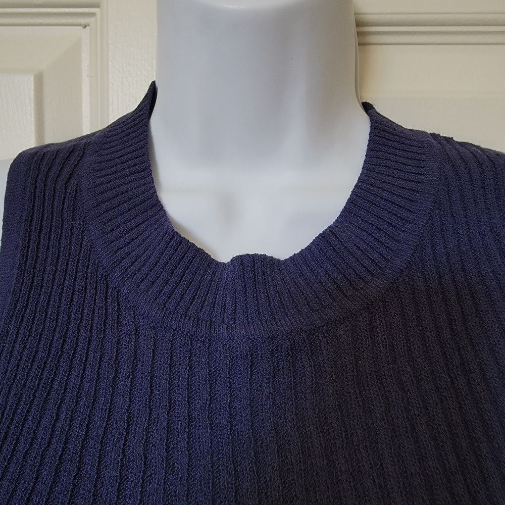 Blue Ribbed Sweater Vest - Picture 3 of 6